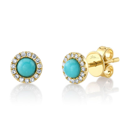 14kY .23cttw Turquoise .10cttw Diamond Stud SC55013113