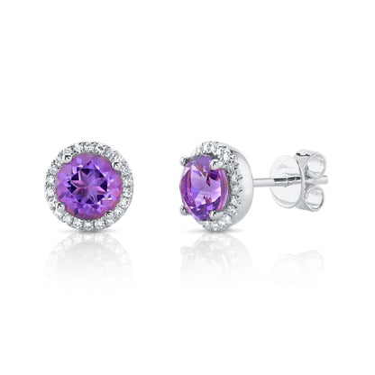 14kW 1.61cttw Amethyst .14cttw Diamond Stud SC55014114