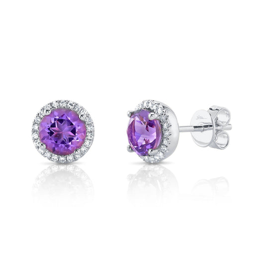 14kW 1.61cttw Amethyst .14cttw Diamond Stud SC55014114