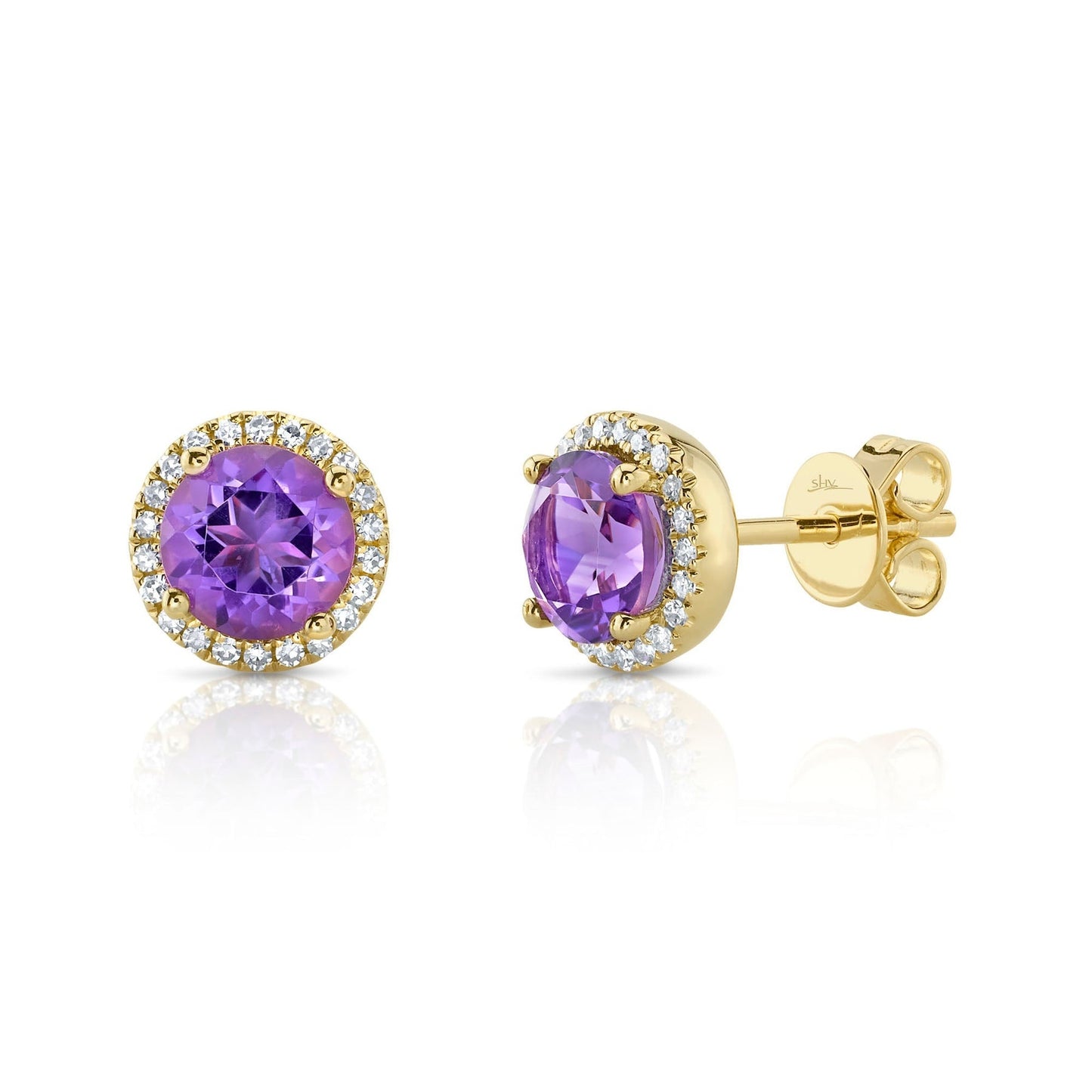 14kY 1.61cttw Amethyst .14cttw Diamond Stud SC55014115