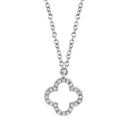 14kW .08cttw Diamond Clover Necklace SC55019617 - 15-18"