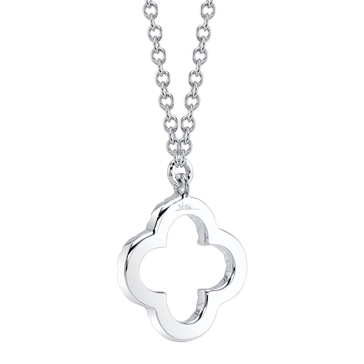 14kW .08cttw Diamond Clover Necklace SC55019617 - 15-18"