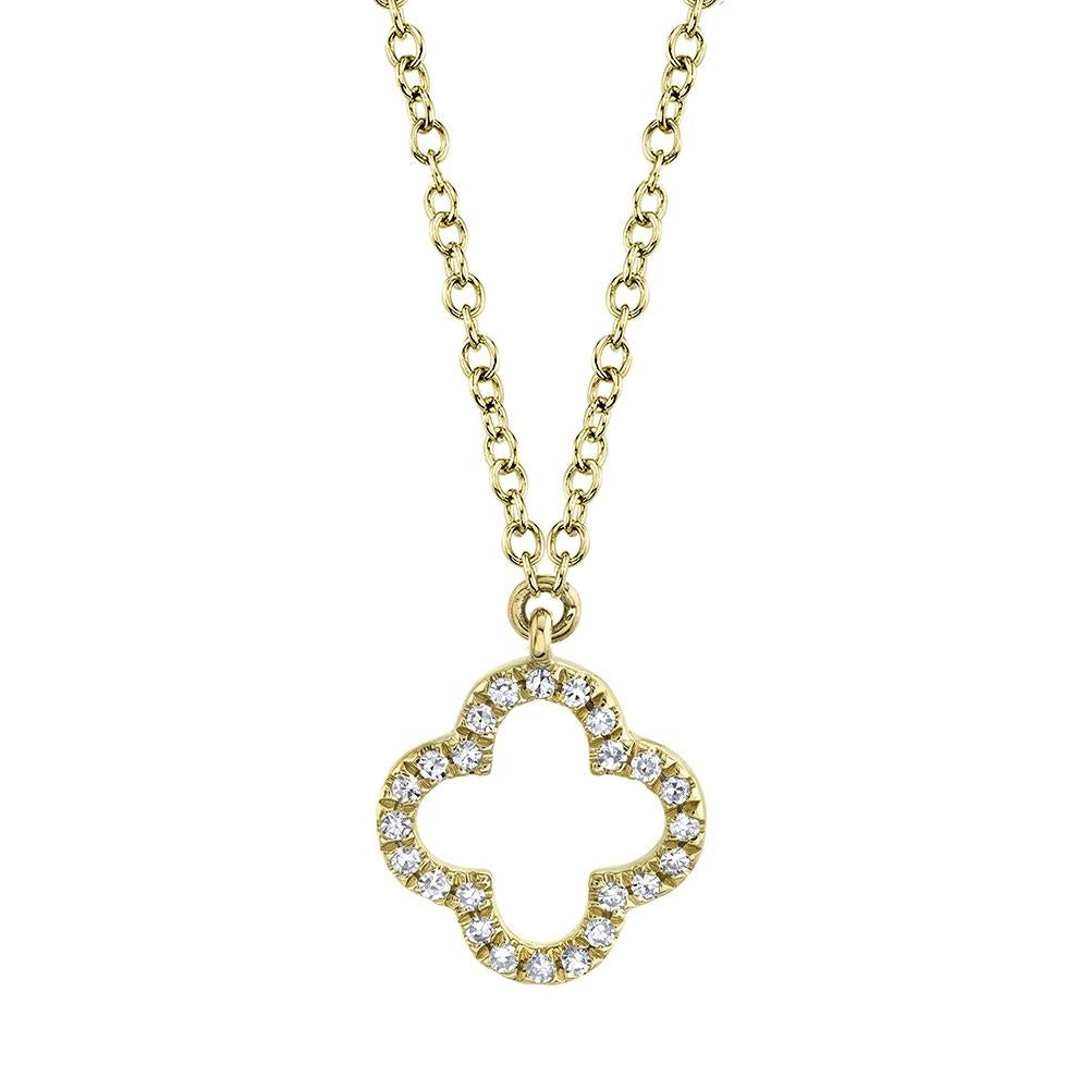 14kY .08cttw Diamond Clover Necklace SC55019618