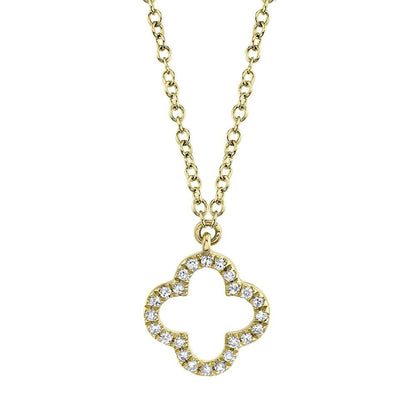 14kY .08cttw Diamond Clover Necklace SC55019618