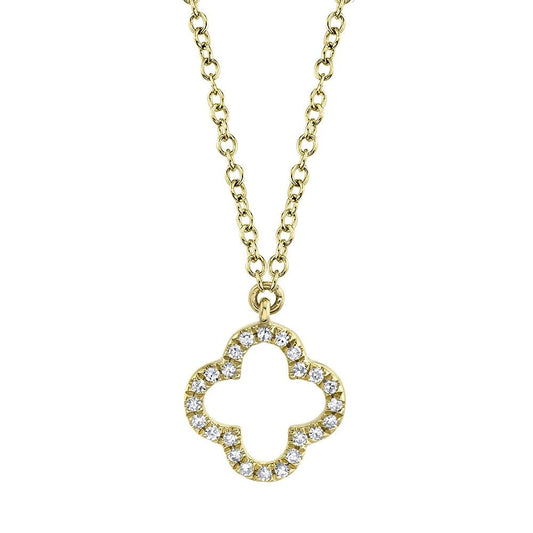 14kY .08cttw Diamond Clover Necklace SC55019618
