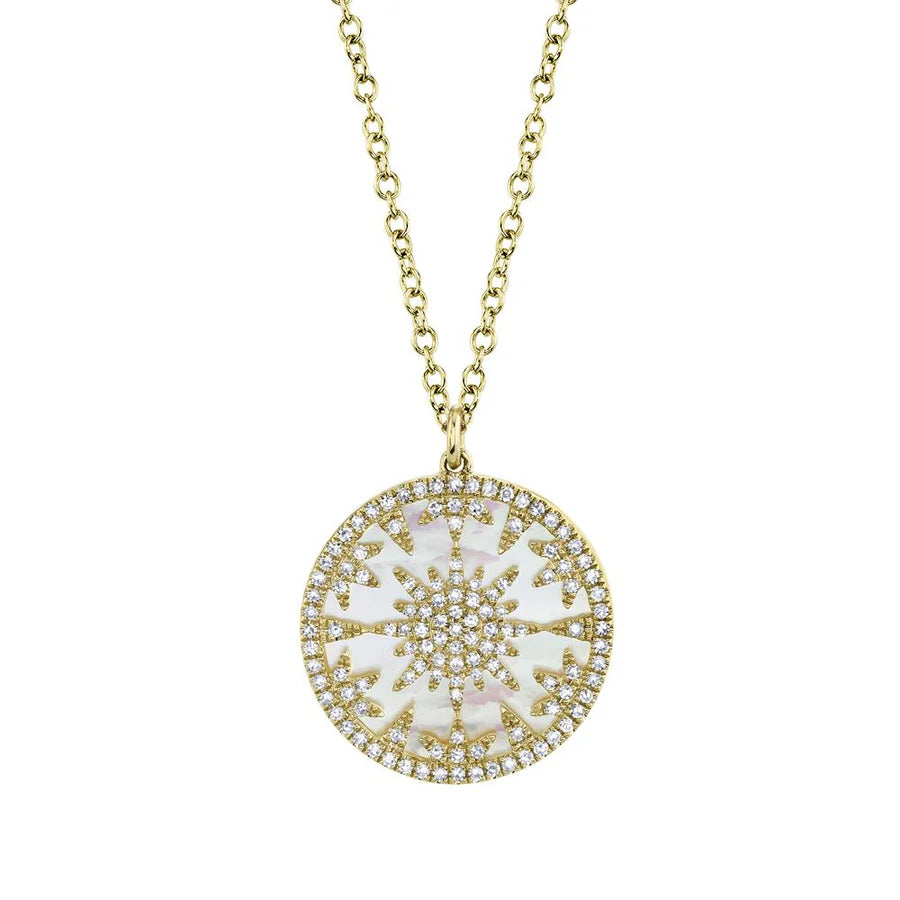 14kY 2.88ct MOP & .32cttw Diamond Necklace SC55019621