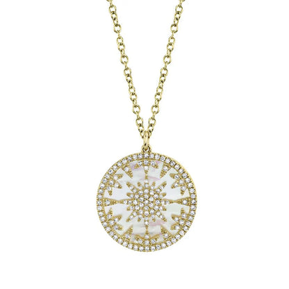 14kY 2.88ct MOP & .32cttw Diamond Necklace SC55019621