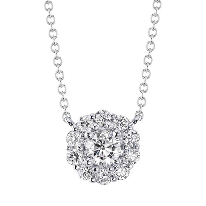 14kW .42cttw Diamond Halo Necklace SC55022483
