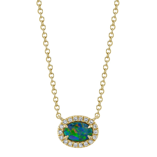 14kY .33ct Opal .05ct Dia Necklace SC55022506