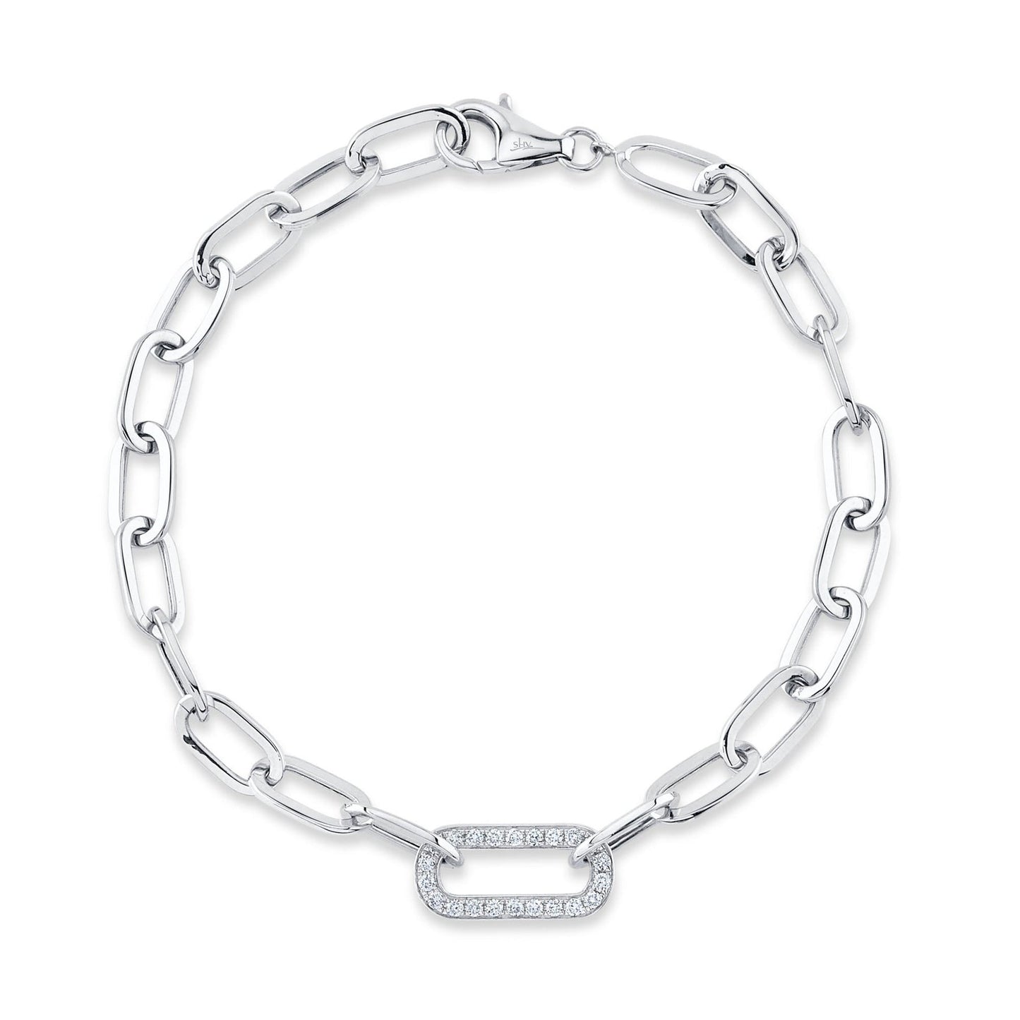 14kW .20cttw Diamond Paper Clip Bracelet SC55022955-7
