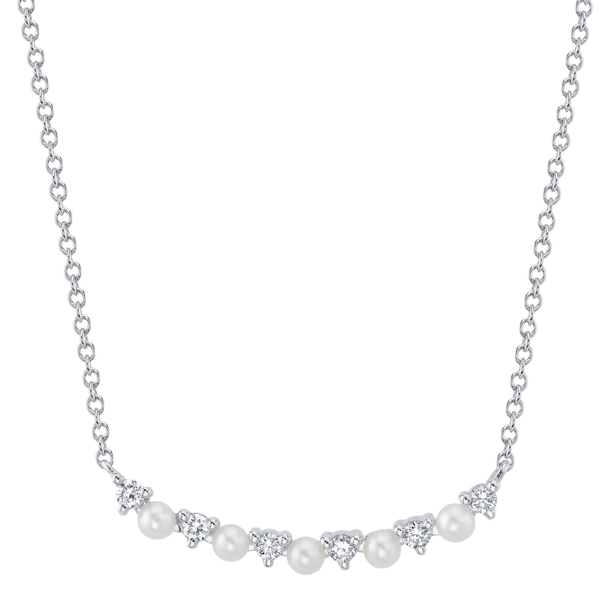 14kW Pearl & .12cttw Diamond Bar Necklace SC55023345