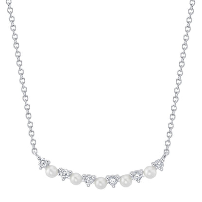 14kW Pearl & .12cttw Diamond Bar Necklace SC55023345