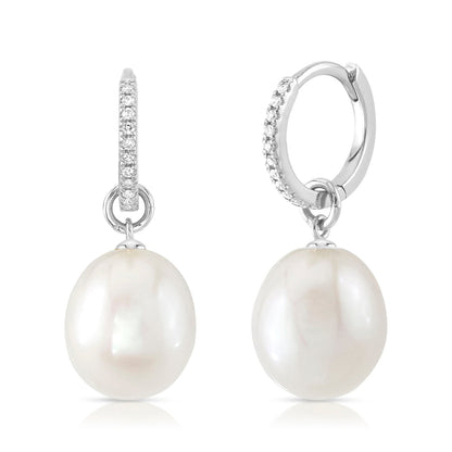 14kW Cultured Pearl .06cttw Diamond Earring SC55023675