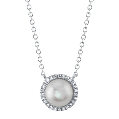 14kW Pearl & .08cttw Diamond Necklace SC55023950