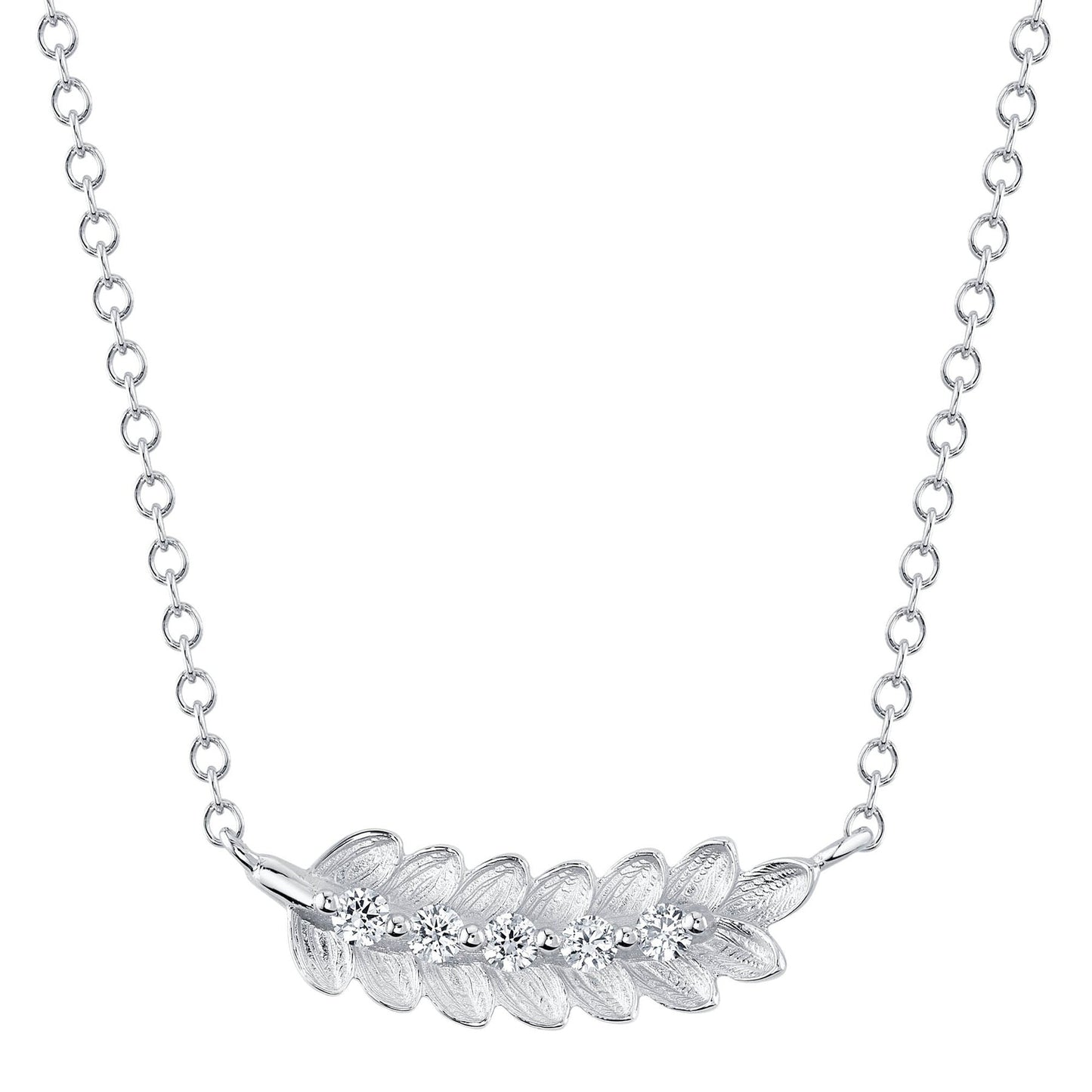 14kW .08cttw Diamond Leaf Necklace SC55024208