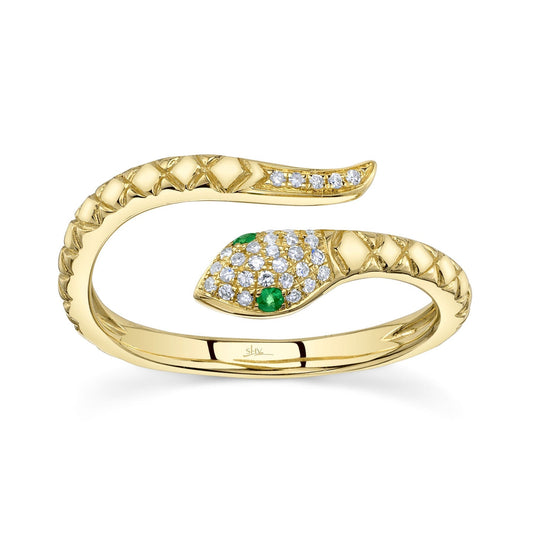 14kY .07cttw Diamond .02cttw Green Garnet Snake Ring SC55024908 - 7