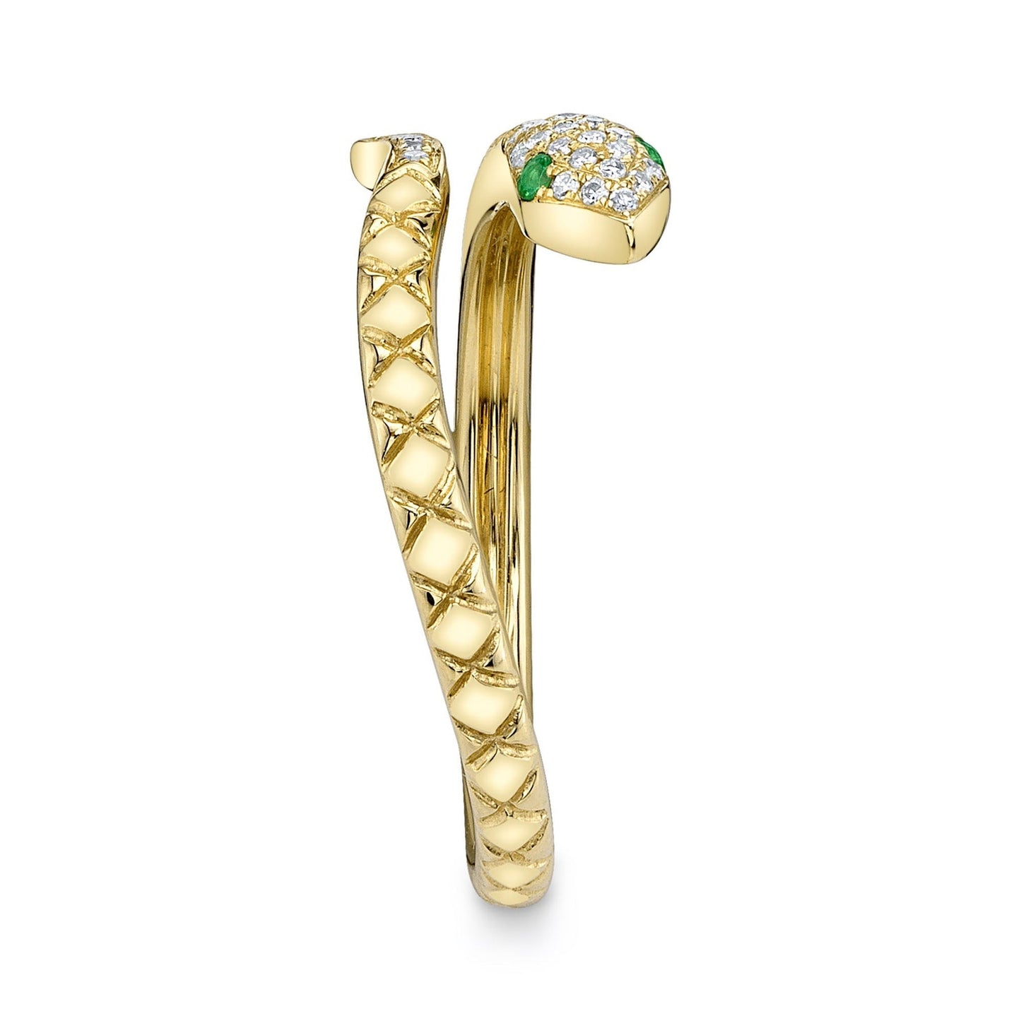 14kY .07cttw Diamond .02cttw Green Garnet Snake Ring SC55024908 - 7