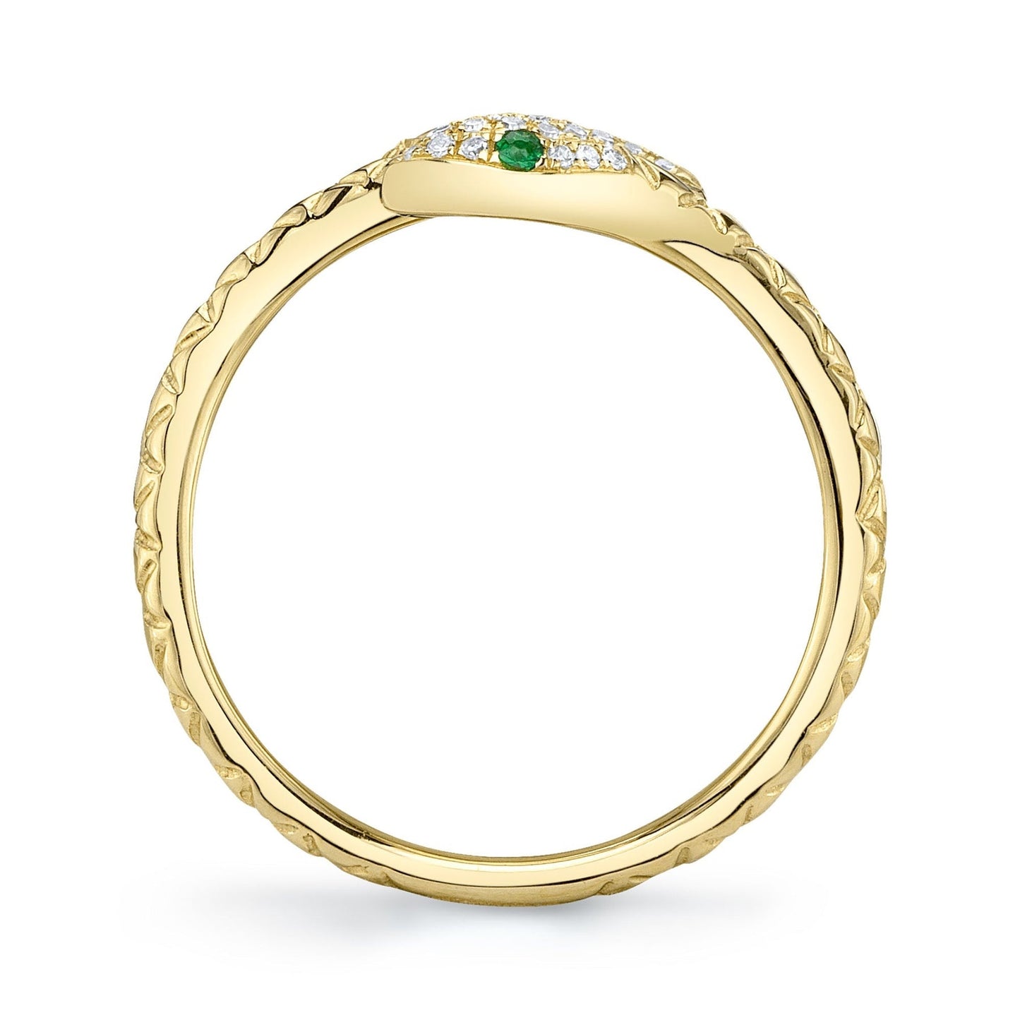 14kY .07cttw Diamond .02cttw Green Garnet Snake Ring SC55024908 - 7