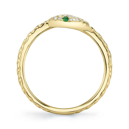 14kY .07cttw Diamond .02cttw Green Garnet Snake Ring SC55024908 - 7