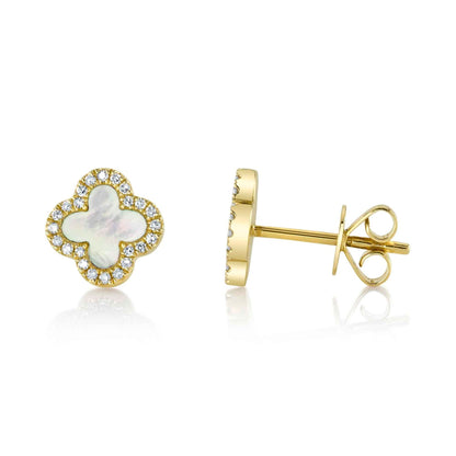 14kY .35cttw MOP & .11cttw Diamond Clover Earring SC55025137V2