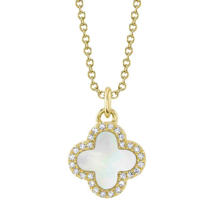 14kY .41ct MOP .08cttw Diamond Clover Necklace SC55025140