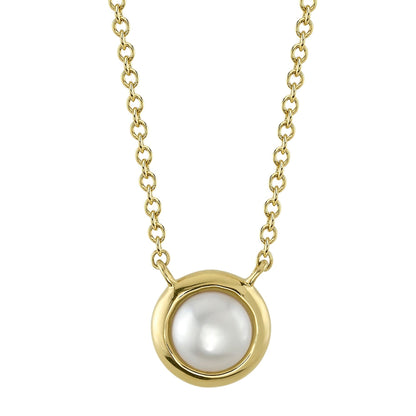 14kY Cultured Pearl Bezel Necklace SC55025176