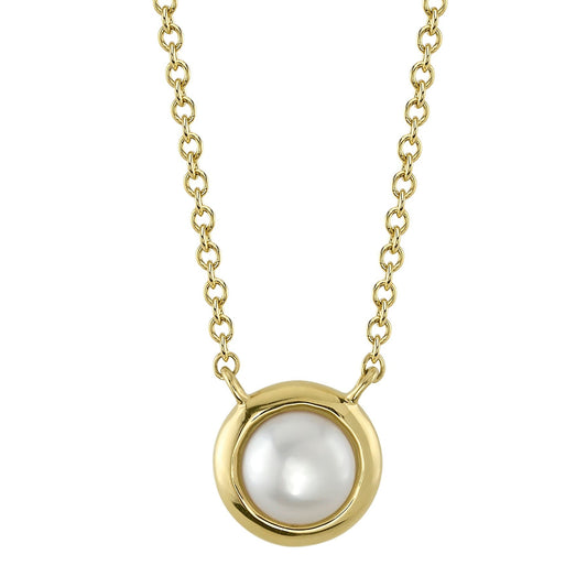 14kY Cultured Pearl Bezel Necklace SC55025176