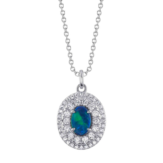 14kW .60ct Opal .25cttw Diamond Necklace SC55026029