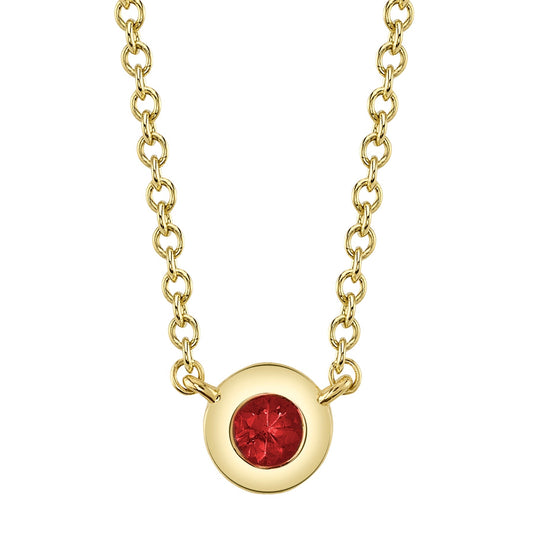 14kY .05ct Ruby Bezel Necklace SC55026481