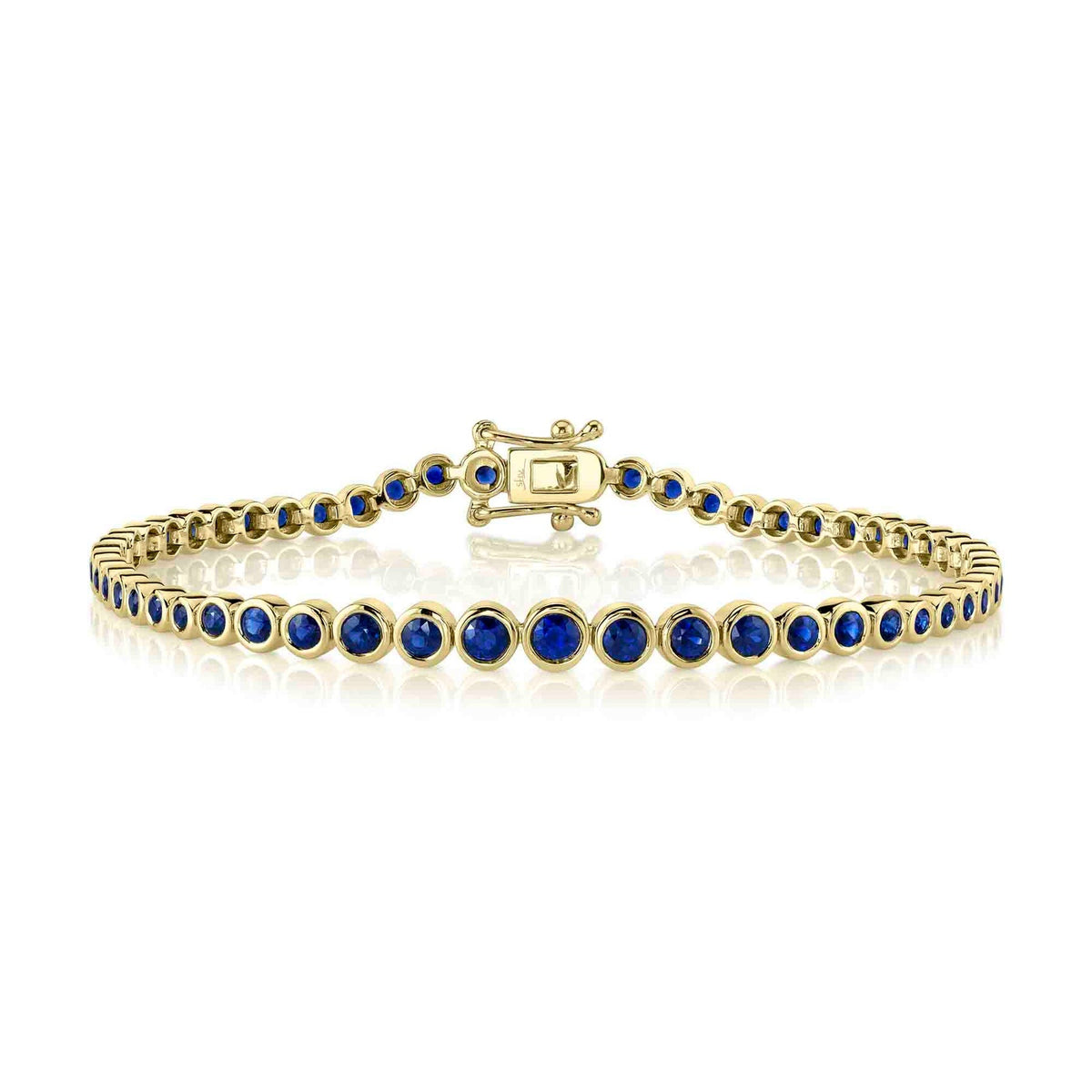 14kY 2.21cttw Blue Sapphire Bezel Bracelet SC55026562 - 7"