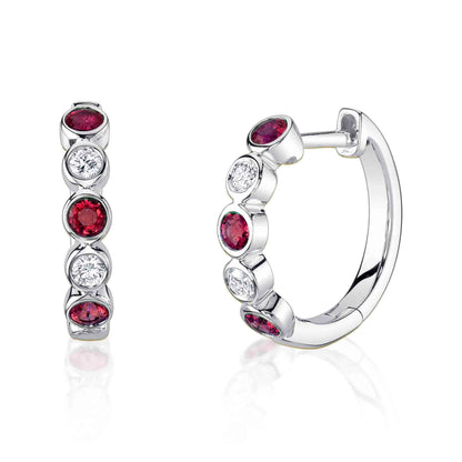 14kW .48ct Ruby .16ct Dia Huggie SC55026666