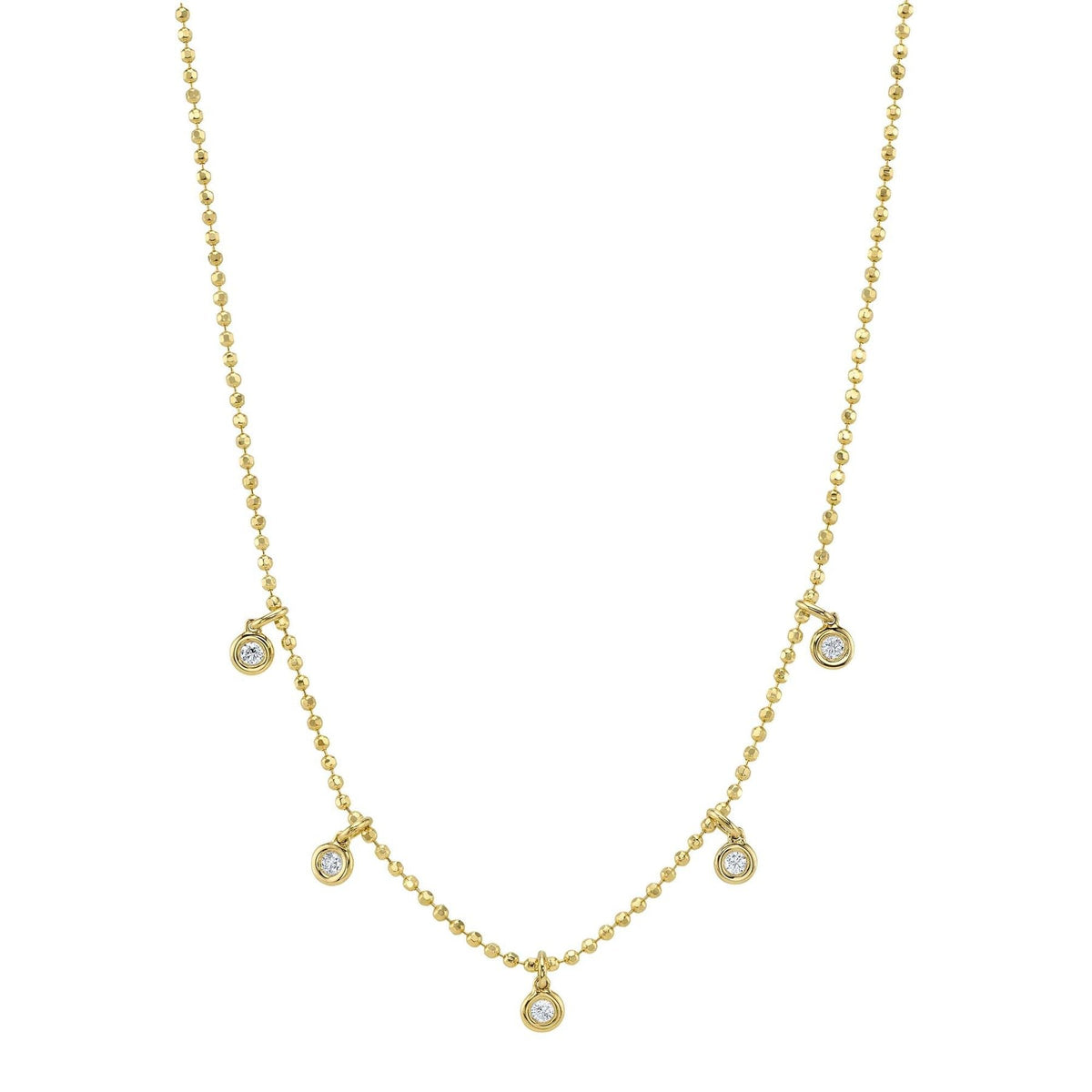 14kY .20cttw Diamond Bezel Faceted Ball Chain Necklace SC55027088