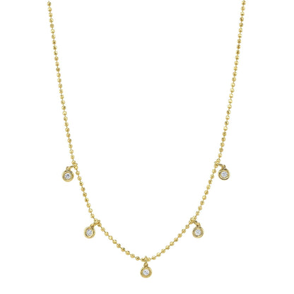 14kY .20cttw Diamond Bezel Faceted Ball Chain Necklace SC55027088
