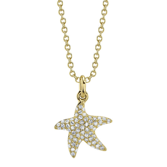 14kY .15cttw Diamond Starfish Necklace SC55027421