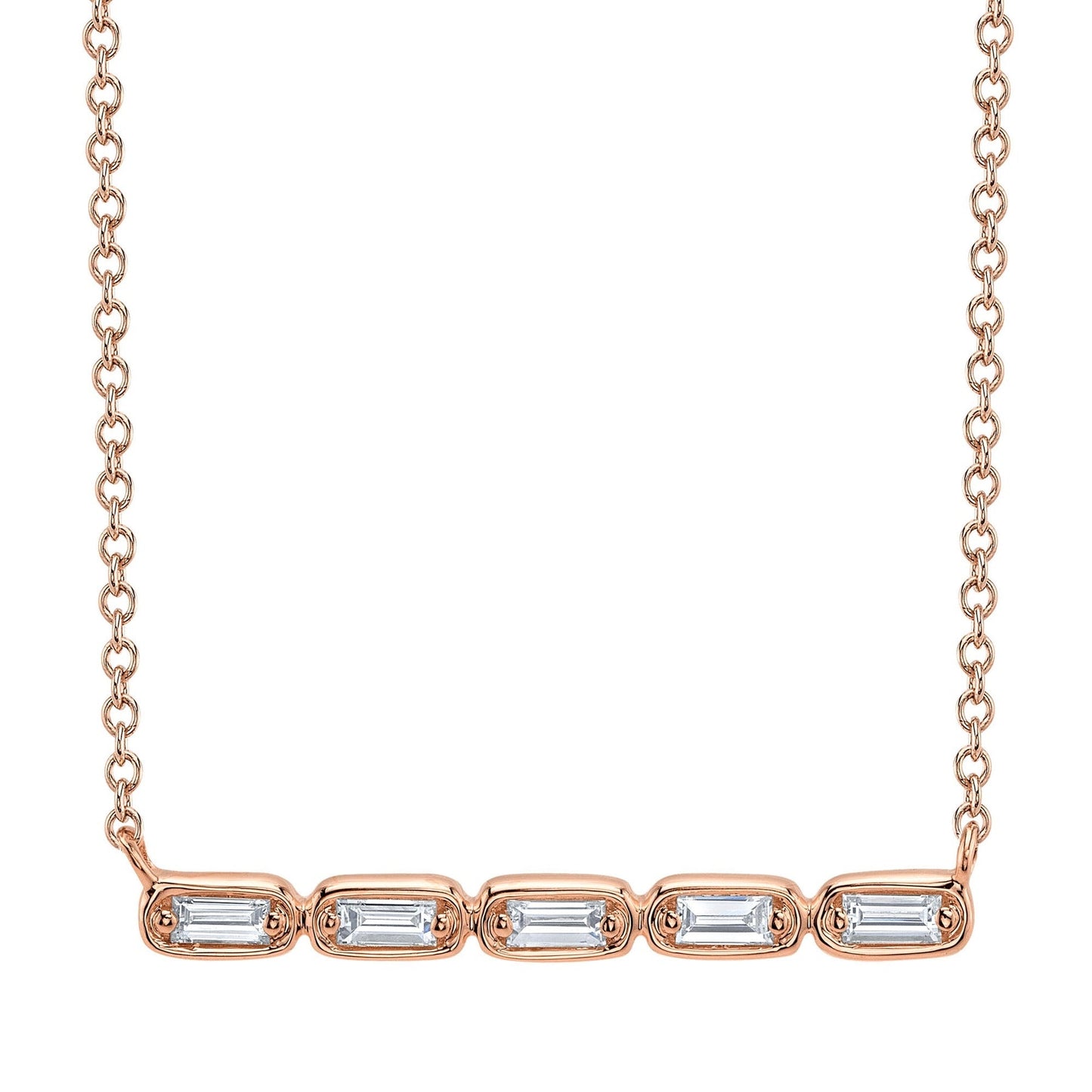 14kR .16cttw Baguette Diamond Bar Necklace SC55028594