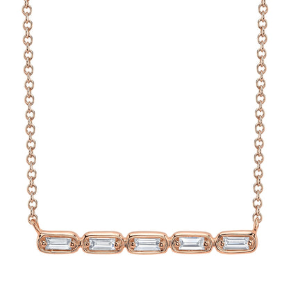 14kR .16cttw Baguette Diamond Bar Necklace SC55028594