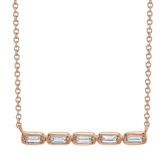 14kR .16cttw Baguette Diamond Bar Necklace SC55028594