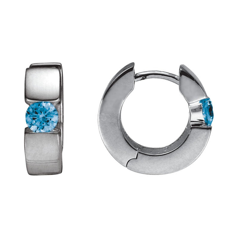 SS .65cttw Blue Topaz Huggie Hoop SEM85TLBT