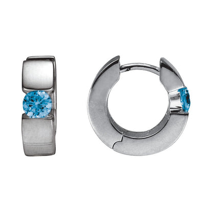 SS .65cttw Blue Topaz Huggie Hoop SEM85TLBT