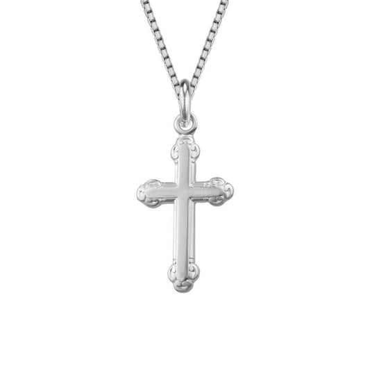 SS 19x12mm Scrolled Edge Cross Necklace SN639AD