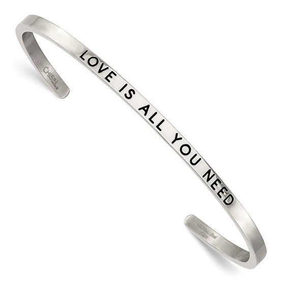 Stainless Steel "Love Is All You Need" Cuff SRB2674
