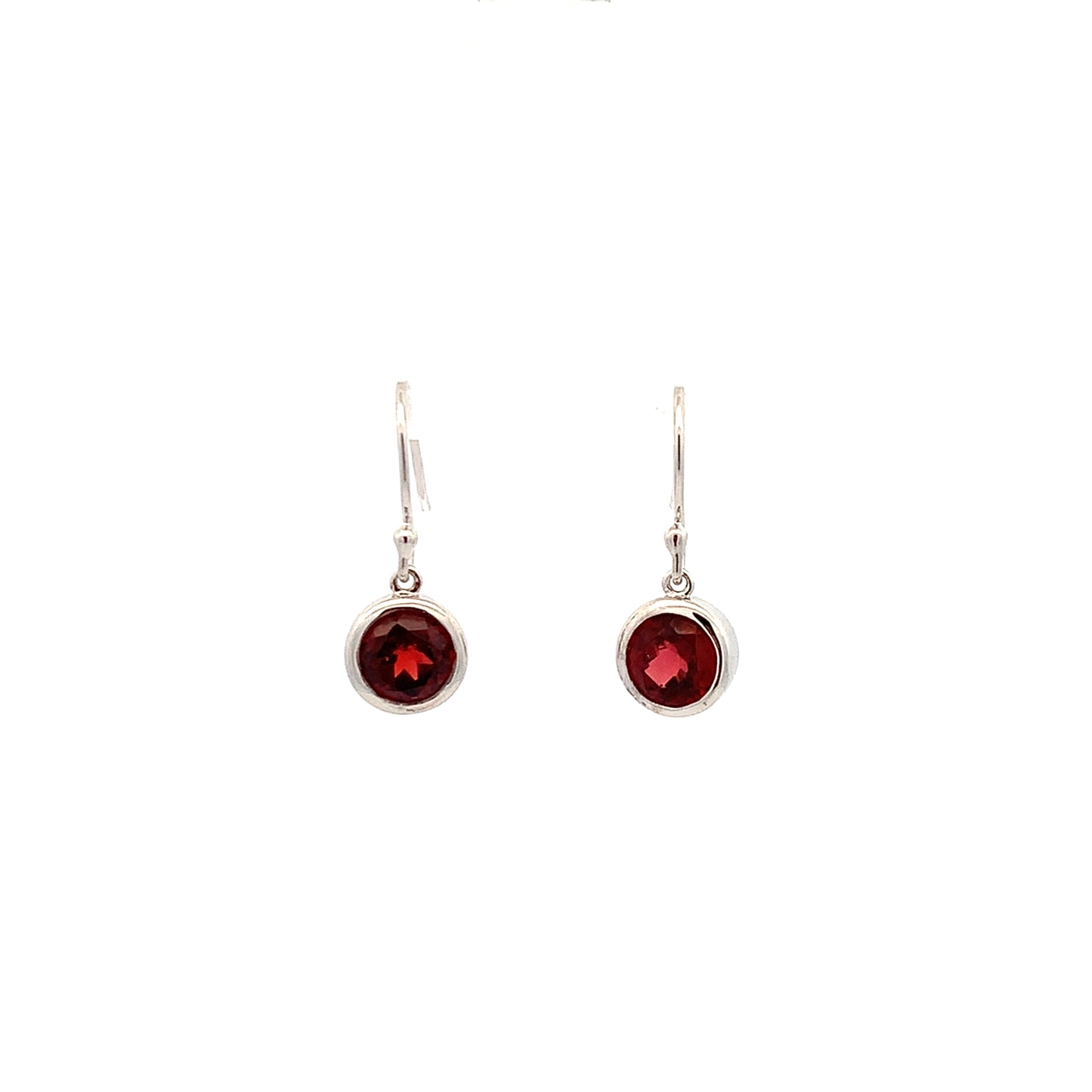 SS 6mm Garnet Dangle Earring