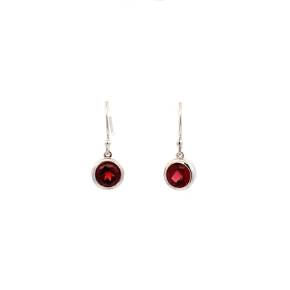 SS 6mm Garnet Dangle Earring