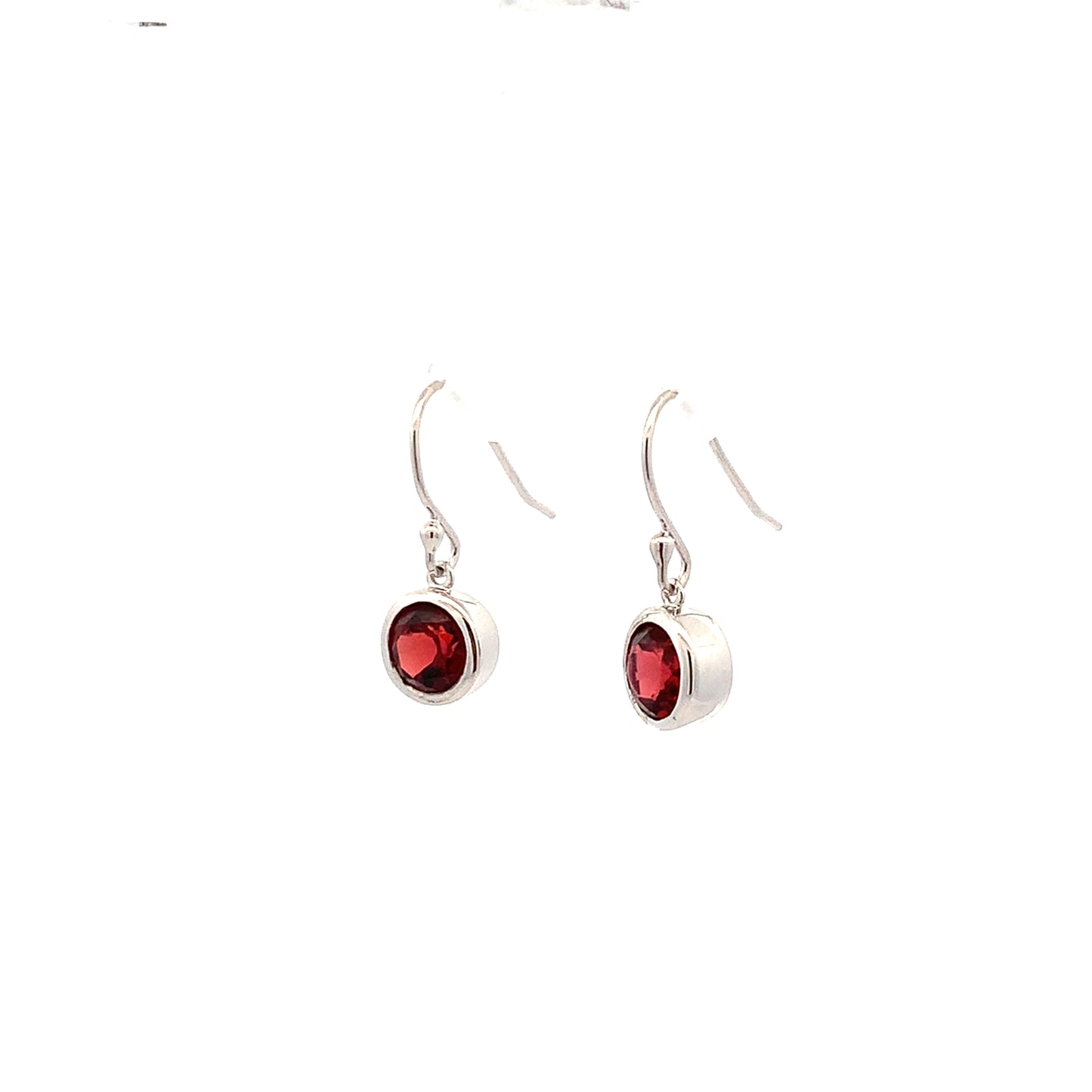SS 6mm Garnet Dangle Earring