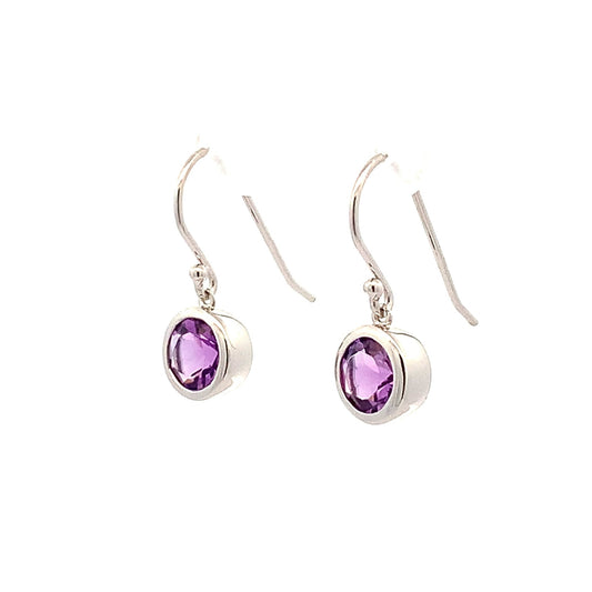 SS 6mm Amethyst Dangle Earring