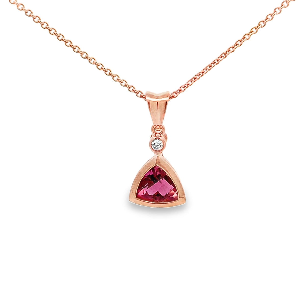 18kR 1.04ct Pink Tourmaline .02 Diamond Pendant