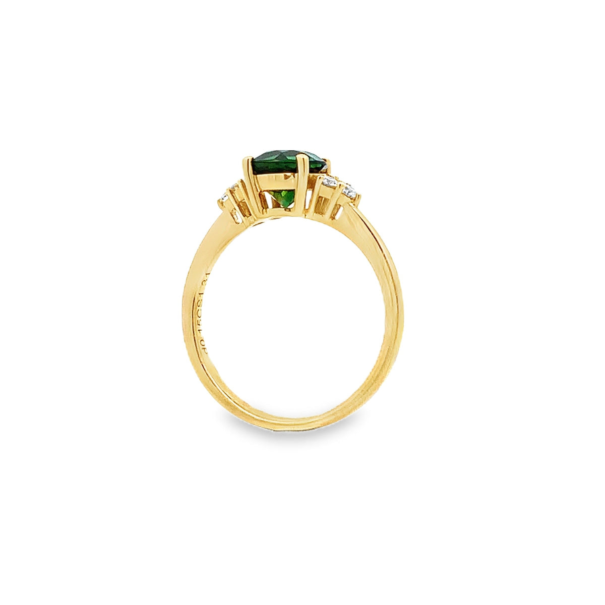 18kY 1.31ct Green Tourmaline .15cttw Diamond Ring