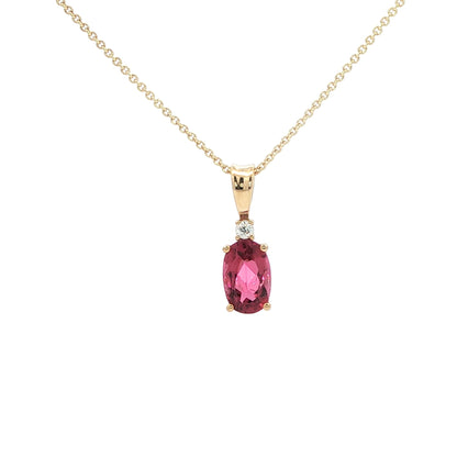 14kY .77ct Pink Tourmaline .03ct Diamond Pendant