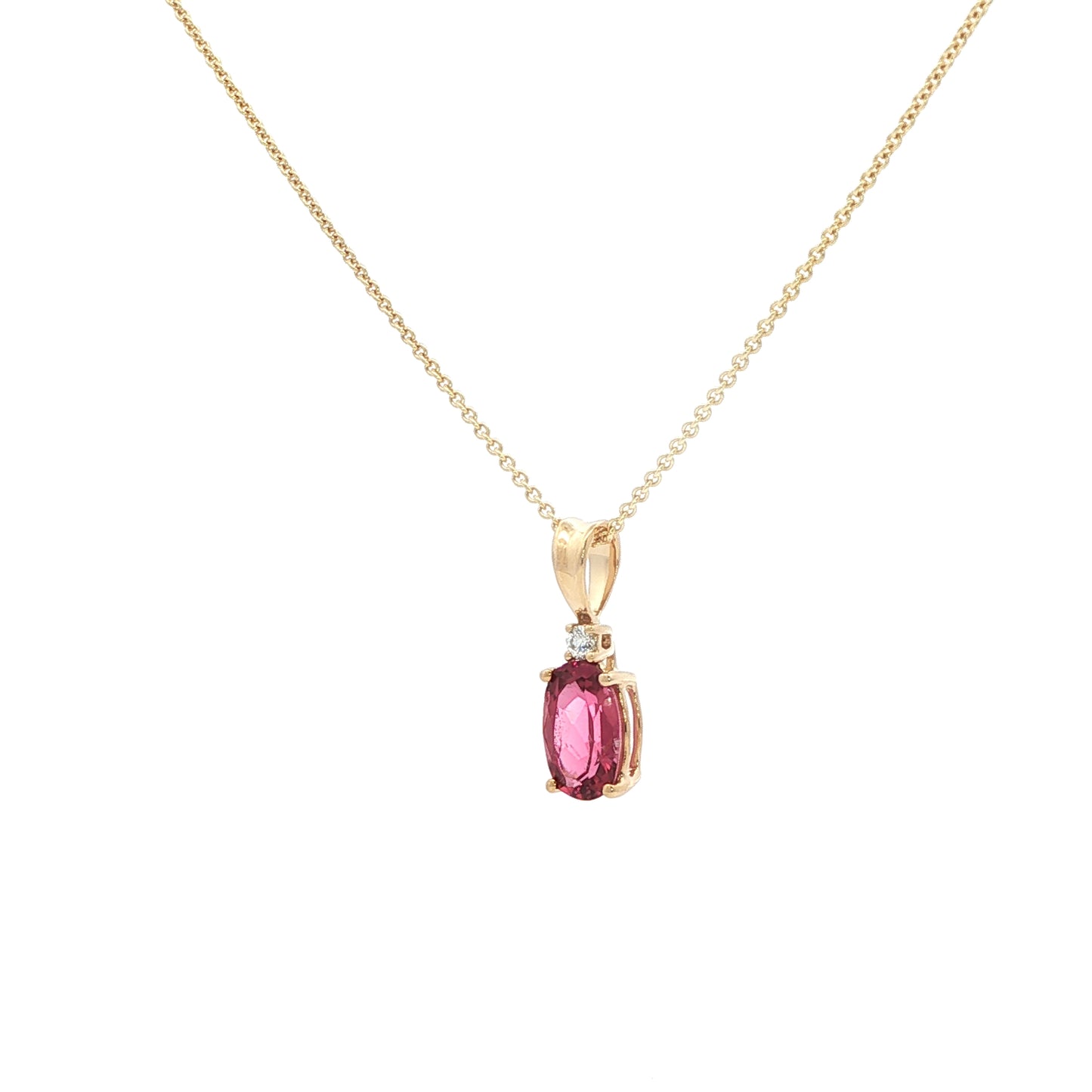 14kY .77ct Pink Tourmaline .03ct Diamond Pendant