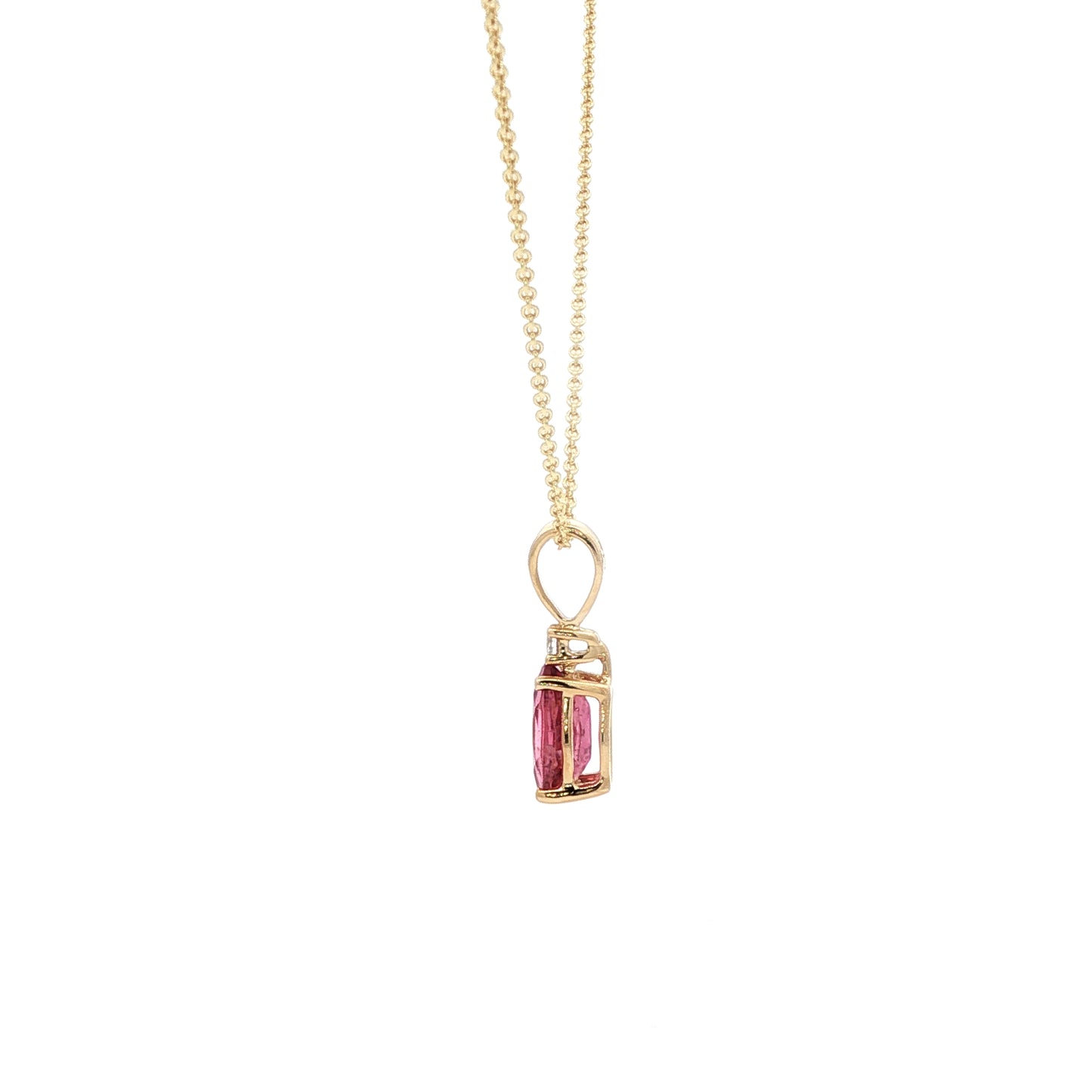 14kY .77ct Pink Tourmaline .03ct Diamond Pendant